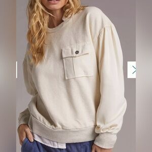 NWT Anthropologie T.La Puff-Sleeve Pocket Pullover Womens Large